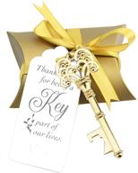 🔑 vintage key bottle openers - set of 50; wedding favor souvenir gift for guests incl. escort card, thank you tag, pillow box, and satin ribbon (gold) логотип