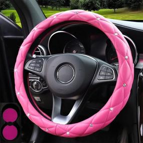 img 4 attached to MEIKAXIU Car Steering Wheel Cover For Men - Black Microfiber Leather Sport Auto Accessories Universal 15 Inch For Women