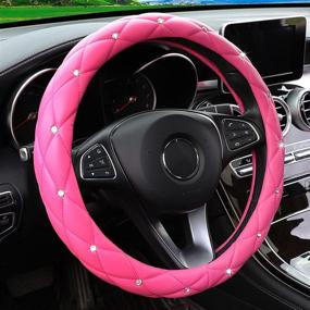 img 3 attached to MEIKAXIU Car Steering Wheel Cover For Men - Black Microfiber Leather Sport Auto Accessories Universal 15 Inch For Women