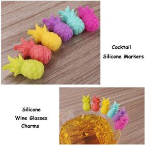 img 2 attached to 🍍 TangoLL Pineapple Silicone Wine Bottle Stopper & Beverage Bottle Stoppers with Wine Glasses Charms – Assorted Rim Cocktail Markers in Various Colors