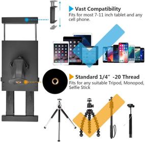 img 2 attached to 📱 360 Degrees Rotation Adjustable Tablet Tripod Mount Phone Holder for iPad Air Mini iPhone - Universal Tripod Adapter Clamp Stand Attachment for Vlogging and Video Recording