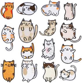 img 3 attached to 🐱 Vibrant Cute Cat and Dog Embroidery Patches - Set of 22 - Perfect for Dress Jeans Jackets Backpacks Sewing Flowers Applique DIY Accessory - ROLEES Embroidered Iron on Patches