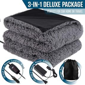 img 1 attached to 🚗 Zone Tech Sherpa Fleece Travel Blanket – High-Quality Grey Cozy Soft Plush Warm Fuzzy Automotive Comfortable Car Seat 59" x 43” Blanket - Ideal for Winter, Home, Office, and Camping
