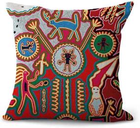 img 1 attached to 🌈 Vibrant Artsocket Linen Throw Pillow Covers with Mexican Huichol Design - Set of 4 - Stunning Home Decor Square 18x18 Inches Pillowcases