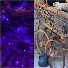 img 2 attached to DecoBrite Purple 26Ft (8M) LED Battery Operated Halloween String Lights With 8 Modes Function 100 Ct