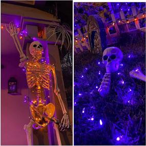 img 3 attached to DecoBrite Purple 26Ft (8M) LED Battery Operated Halloween String Lights With 8 Modes Function 100 Ct