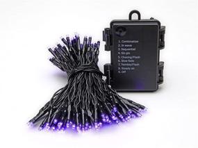 img 4 attached to DecoBrite Purple 26Ft (8M) LED Battery Operated Halloween String Lights With 8 Modes Function 100 Ct