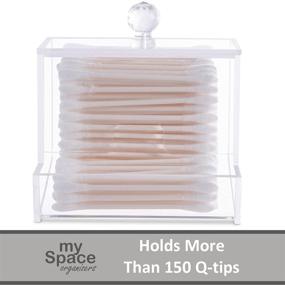 img 2 attached to 🧼 Efficient Clear Acrylic Qtip Holder for Qtip Brand Cotton Swabs: Modern Bathroom Decor & Storage Vanity – Bathroom Organizer Countertop Essential