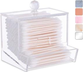 img 4 attached to 🧼 Efficient Clear Acrylic Qtip Holder for Qtip Brand Cotton Swabs: Modern Bathroom Decor & Storage Vanity – Bathroom Organizer Countertop Essential