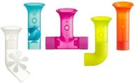 🛁 набор игрушек для купания для малышей pipes building - идеально подходит для детей от 12 месяцев (набор из 5 штук) - синий логотип