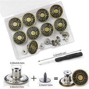 img 3 attached to Instant No Sew Jeans Buttons Replacement Kit with 17MM Tool - Upgrade Your Pants in Minutes!