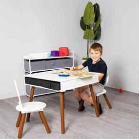 img 3 attached to 🪑 Milliard Kids Mid Century Modern Table and Chair Set with Storage Baskets - Wooden Activity Playset Furniture for Kids and Toddlers