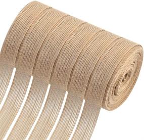 img 4 attached to 🎀 Set of 6 Rolls of Natural Burlap Fabric Ribbons - Ideal for Wedding DIY Crafts, Decorative Burlap Fabric, Gift Wrapping, Home Decor - Each Roll Measures 0.8 inch Width and 32.8 Feet Length