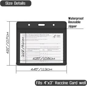 img 3 attached to 📁 5 упаковок - Защитник карт: Держатель карт прививок CDC Immunization Record с водонепроницаемой молнией для повторного запечатывания (черная 5 упаковка)