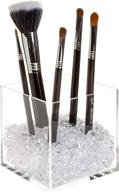 💎 premium acrylic cube makeup brush holder organizer with clear diamond accents and 2 sizes of acrylic diamonds - store your makeup brushes in style logo
