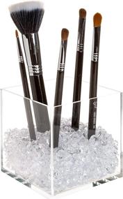 img 4 attached to 💎 Premium Acrylic Cube Makeup Brush Holder Organizer with Clear Diamond Accents and 2 Sizes of Acrylic Diamonds - Store Your Makeup Brushes in Style