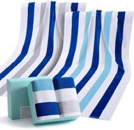 🌊 premium 100% cotton beach towel pack with colorful stripes - fast drying pool towels - large size - set of 2 in gift box logo