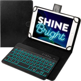 img 4 attached to 🔤 Cooper Backlight Executive Keyboard Case for 7, 7.9, 8-inch Tablets - Universal 2-in-1 Bluetooth Keyboard & Leather Folio, 7 Color Backlit, 13 Hotkeys