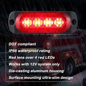 img 3 attached to Pack Of 4 Aluminum Housing Red LED Trailer Clearance Marker Light