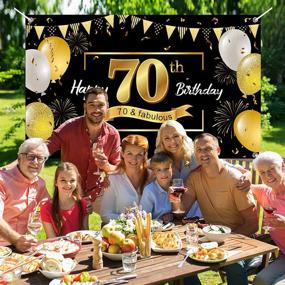 img 1 attached to 🎉 70th Birthday Decoration Backdrop: Celebrate 70 Years with a Cheers to Happiness for Men, Women, and Anniversaries