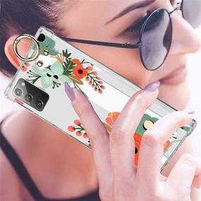 img 3 attached to 🌸 Samsung Galaxy Note 20 Case - Orange Floral with Wrist Strap, Kickstand, Screen Protector, and Bumper Band - for Women and Girls - Transparent Cover - 6.7 inch - Floral Flower Design