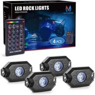 🌈 mictuning rgb rock lights - rf управление с пульта ду, мультицветный неоновый комплект подсветки под нижним днищем led (4 подсветки) логотип