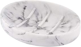 img 4 attached to 🧼 YININE Soap Dish - Oval Soap Holder Tray for Bathroom Shower Kitchen Sink - White Marble Look, Bar Soap Sponge Case Box Saver