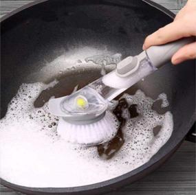 img 1 attached to 🧼 Hydraulic Cleaning Pot Brush: Effortless Household Cleaning with Refillable Soap Dispenser and Dish Sponge