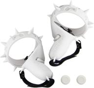 vrbrother controller grip cover for oculus quest 2 - adjustable hand strap with wrist knuckle strap, impact protection design, vr accessories - white logo