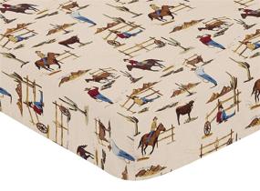 img 2 attached to Sweet Jojo Designs Wild West Boy Jersey Stretch Knit Baby Fitted Crib Sheet - Red, Blue, Tan Western Cowboy Horse Theme for Soft Toddler Bed Nursery