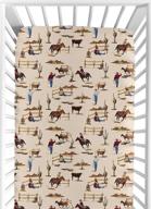 sweet jojo designs wild west boy jersey stretch knit baby fitted crib sheet - red, blue, tan western cowboy horse theme for soft toddler bed nursery logo