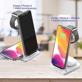 img 1 attached to Ultimate 3-in-1 Wireless Charger: Qi-Certified Fast iPhone Charging Station Dock for Airpods Pro, Samsung Galaxy Buds/Live, Apple iPhone 12/11/XR/XS/X/8, Airpods 2/Pro, and iWatch 6/5/4/3/2/1