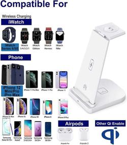 img 3 attached to Ultimate 3-in-1 Wireless Charger: Qi-Certified Fast iPhone Charging Station Dock for Airpods Pro, Samsung Galaxy Buds/Live, Apple iPhone 12/11/XR/XS/X/8, Airpods 2/Pro, and iWatch 6/5/4/3/2/1