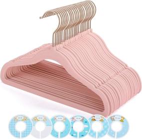 img 4 attached to 👶 Smartor 50-Pack Pink Velvet Baby Hangers with Dividers - Organize Baby, Newborn & Toddler Clothes Effortlessly