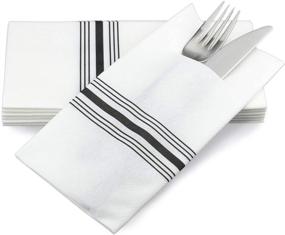 img 3 attached to 🍽️ Black Bistro Simulinen Disposable Dinner Napkins - Cloth-Like, Linen-Feel with Discreet Pocket for Flatware - Absorbent, Durable, and Large 17"x17" - Ideal for Weddings, Rehearsal Dinners, Parties - Box of 75