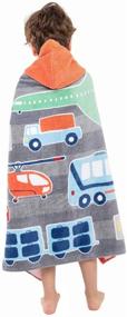 img 4 attached to 🛀 Super Absorbent Kids Hooded Bath Beach Towel Poncho (Grey Vehicle) - Soft & Cute Design, 30 x 50 Inch After Pool Wrap Towel with Hood for Boys and Girls