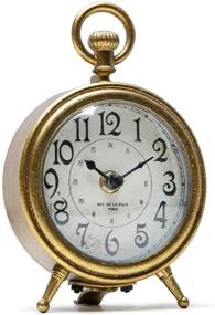 img 4 attached to 🕰️ NIKKY HOME Vintage Distressed Gold Pocket Watch Table Clock: Antique Metal Décor for Living Room Shelf & Desktop