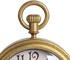 img 1 attached to 🕰️ NIKKY HOME Vintage Distressed Gold Pocket Watch Table Clock: Antique Metal Décor for Living Room Shelf & Desktop