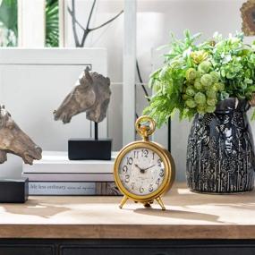 img 3 attached to 🕰️ NIKKY HOME Vintage Distressed Gold Pocket Watch Table Clock: Antique Metal Décor for Living Room Shelf & Desktop