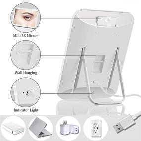 img 1 attached to 💄 Rechargeable LED Vanity Makeup Mirror with 3 Color Lighting Modes, Adjustable Touch Screen, Tabletop and Wall Mountable Design, Including Mini 5X Hand Mirror