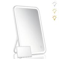 💄 rechargeable led vanity makeup mirror with 3 color lighting modes, adjustable touch screen, tabletop and wall mountable design, including mini 5x hand mirror logo