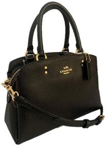 img 3 attached to 👜 Coach Crossgrain Leather Mini Lille Carryall Satchel - Black: Small and Stylish