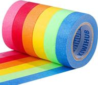 🎨 kiwihub colored masking tape for kids crafts and school projects - 6 rolls, 0.59 inch wide x 13 yards long - colorful painters tape for labeling, arts, coding, party decorations logo