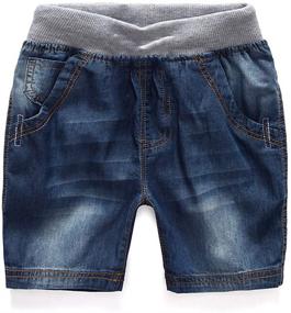 img 4 attached to 👖 Boys Pull-On Denim Jeans Washed Shorts by Mallimoda