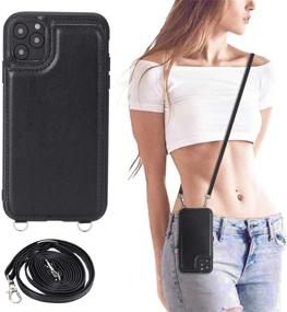 img 4 attached to 👜 Stylish Crossbody Wallet Case for iPhone 12 Pro Max[6.7", 2020 Release] - Black PU Leather, Card Holder & Fashionable Design