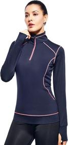 img 2 attached to 🏃 Womens Quarter Zip Running Pullover: Long Sleeve Workout Tops with Thumb Hole for Women