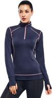 🏃 womens quarter zip running pullover: long sleeve workout tops with thumb hole for women logo