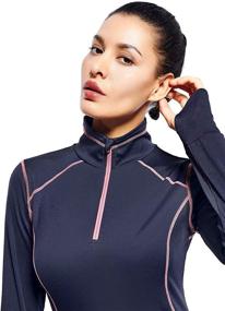 img 1 attached to 🏃 Womens Quarter Zip Running Pullover: Long Sleeve Workout Tops with Thumb Hole for Women