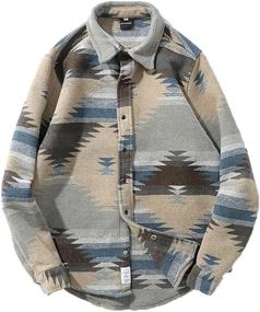 img 3 attached to Jofemuho Flannel Brushed Jackets Shacket Men's Clothing in Shirts