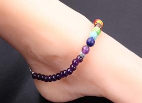 img 2 attached to 🧘 Yoga Gift: 7 Chakra Anklet Bracelet - Boho Jewelry, Amethyst Healing, Meditation Balance, Energy Healing